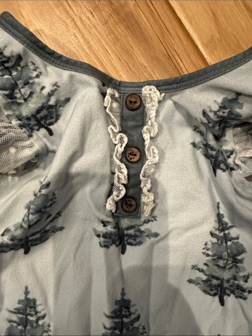 Jane + Jo Blue Tree Print Ruffle Dress